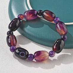 Natural Blue Lace Agate Bead Stretch Bracelets&nbsp;G-P570-01B