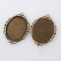 Vintage Tibetan Style Alloy Large Pendant Cabochon Bezel Settings&nbsp;TIBEP-M018-149AB-NF