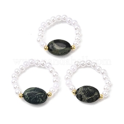 Natural Kambaba Jasper Bead Stretch Rings for Women&nbsp;RJEW-JR00915