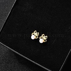 925 Sterling Silver Clear Cubic Zirconia Bowknot Stud Earring&nbsp;EJEW-L300-11G