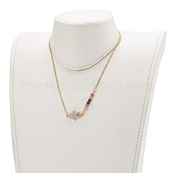 Alloy Rhinestone Hamsa Hand Pendant Necklaces&nbsp;NJEW-JN03406