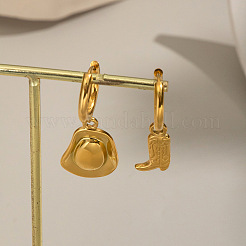 304 Stainless Steel Cowboy Boots & Hat Hoop Earrings&nbsp;BW3642