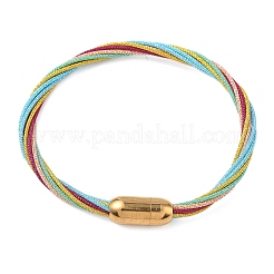 304 Stainless Steel with Polyester Metallic Cord Bracelets for Women&nbsp;BJEW-Z145-01G-33