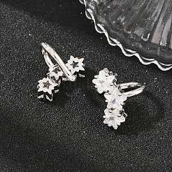 Brass Micro Pave Clear Cubic Zirconia Cuff Earrings&nbsp;EJEW-G471-40P