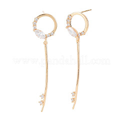 Brass Micro Pave Clear Cubic Zirconia Stud Earring Findings&nbsp;KK-S364-046