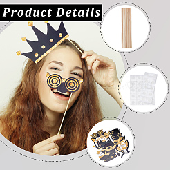 23Pcs Paper Black & Gold Glitter Party Photo Booth Props Set&nbsp;AJEW-SP0006-23