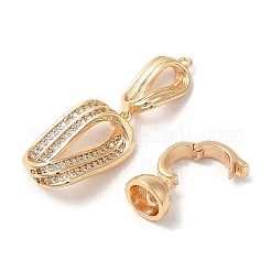 Brass Micro Pave Clear Cubic Zirconia Fold Over Clasps&nbsp;KK-K333-48G