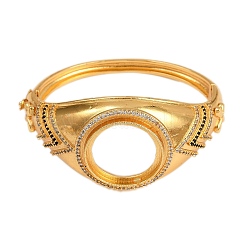 Brass Micro Pave Clear and Black Cubic Zirconia Hinged Blank Bangle Bases&nbsp;KK-Z122-11G