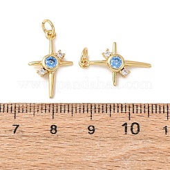 Brass Micro Pave Cubic Zirconia Pendants&nbsp;KK-C143-43C-G