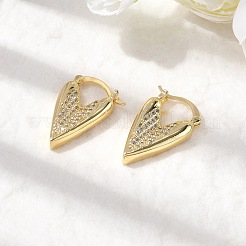 Brass Micro Pave Clear Cubic Zirconia Heart Hoop Earrings&nbsp;EJEW-K318-03G