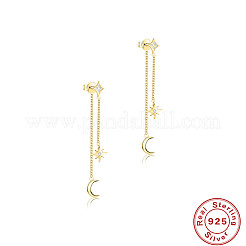 S925 Silver Chain Diamond Star Moon Tassel Earrings Fashion Sweet&nbsp;NT3098-1