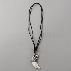 Horn with Tortoise Shape Resin Pendant Necklace with Wax Ropes&nbsp;NJEW-WH0015-53B
