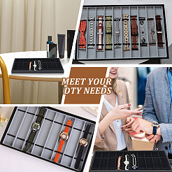 10 Grids Rectangle PU Leather Watch Straps Necklace Bracelet Display Tray&nbsp;ODIS-NB0001-38B