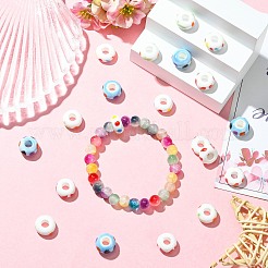 20Pcs 4 Colors Handmade Printed Porcelain European Beads&nbsp;PORC-CJ0001-31