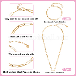 20Pcs 2 Styles 304 Stainless Steel Cable Chain Bracelets & Necklaces Sets for Women&nbsp;SJEW-BM0001-04