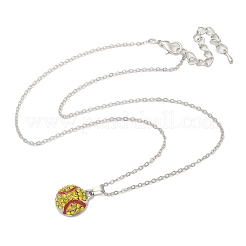 Zinc Alloy Sunflower Rhinestone Sport Ball Pendant Cable Chain Necklaces&nbsp;LS-NJEW-U024-01P-01