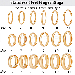 18Pcs 18 Styles 201 Stainless Steel Finger Rings&nbsp;RJEW-SC0001-37G