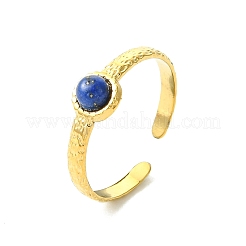Gemstone Round 304 Stainless Steel Cuff Open Rings for Women&nbsp;RJEW-JR01063