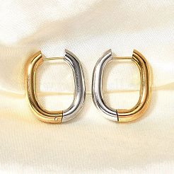Rectangle Ion Plating(IP) 304 Stainless Steel Hoop Earrings for Women&nbsp;EJEW-L287-059GP