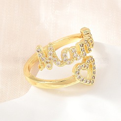 Mother's Day Brass Micro Pave Cubic Zirconia Cuff Open Rings&nbsp;CU-CBACDF6-07G-01