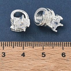 Brass Micro Pave Cubic Zirconia European Beads&nbsp;CU-CBAB0CF-08S-02