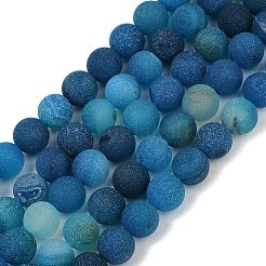 Natural Druzy Agate Beads Strands&nbsp;G-NH0024-A04-8mm