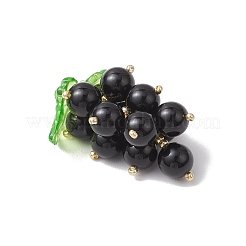 Natural Black Onyx(Dyed & Heated) Handmade Round Beaded Fruit Pendants&nbsp;PALLOY-MZ00791-03