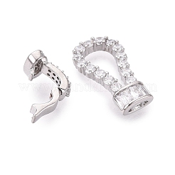 Brass Micro Pave Clear Cubic Zirconia Fold Over Clasps&nbsp;KK-Q074-17P