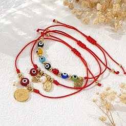 3Pcs Brass & 304 Stainless Steel Virgin Mary Charm Bracelets&nbsp;BA3044-1