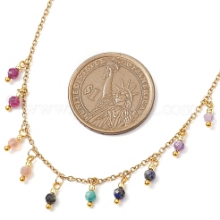 Natural Amethyst & Sunstone & Ruby & African Turquoise(Jasper) Faceted Round Bib Necklaces&nbsp;NJEW-JN05082