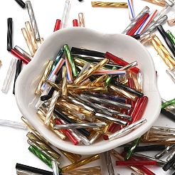Dyed Colours Glass Twist Bugle Beads&nbsp;GLAA-XCP0012-05