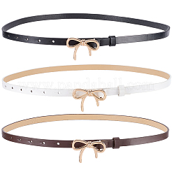 3Pcs 3 Colors Alloy Bowknot PU Leather Chain Belts for Women&nbsp;AJEW-CL0003-48B