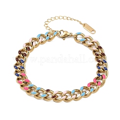 201 Stainless Steel Cuban Link Chain Bracelets for Women&nbsp;BJEW-H633-01G