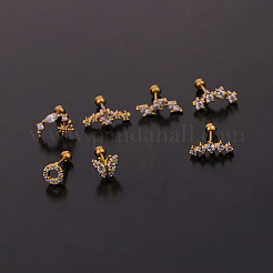 316L Surgical Stainless Steel Micro Pave Clear Cubic Zirconia Cartilage Earrings&nbsp;WG14BE9-14