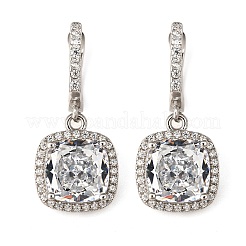 925 Sterling Silver Micro Pave Cubic Zirconia Dangle Hoop Earrings&nbsp;EJEW-F371-01A-01