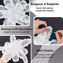 3D Flower Glass Beaded Gauze Cloth Sew on Appliques&nbsp;PATC-WH0008-93A