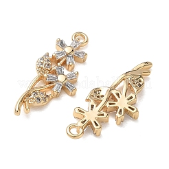 Brass Micro Pave Clear Cubic Zirconia Pendants&nbsp;KK-D261-12G
