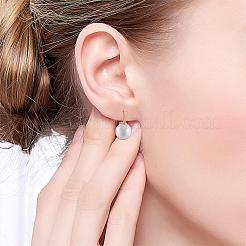 Pearl Earrings Gray Round Ball Hoop Dangle Earrings Stud Elegant Shell Pearl Drop Stud Imitation Freshwater Cultured Pearls Earrings Brass Charms Jewelry Gift for Women&nbsp;JE1096A