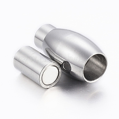 Tarnish Resistant Smooth 304 Stainless Steel Magnetic Clasps with Glue-in Ends&nbsp;STAS-H402-18P-4mm