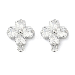 Brass Micro Pave Cubic Zirconia Stud Earring Findings&nbsp;LS-KK-Z094-07P