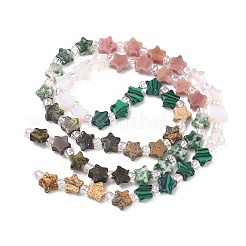 6 Styles Opalite & Synthetic Malachite & Natural Picture Jasper & Rhodonite & Green Spot Jasper & Dragon Blood Jasper Beads Strands&nbsp;G-D095-A03