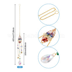 1Pc Wire Wrapped Alloy & Natural Mixed Stone Tree of Life Hanging Suncatchers&nbsp;HJEW-TA0001-46B