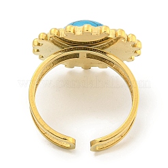 Ion Plating(IP) 304 Stainless Steel Synthetic Turquoise Cuff Rings&nbsp;G-Z056-08G-02