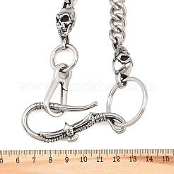 304 Stainless Steel Cuban Link Chain Skull Pants Chains with S-Hooks&nbsp;AJEW-D001-01C-ASP
