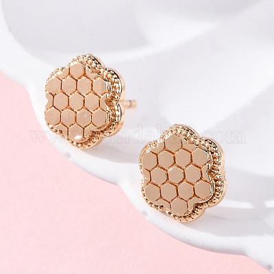 Brass Stud Earrings&nbsp;EJEW-D288-15G-1