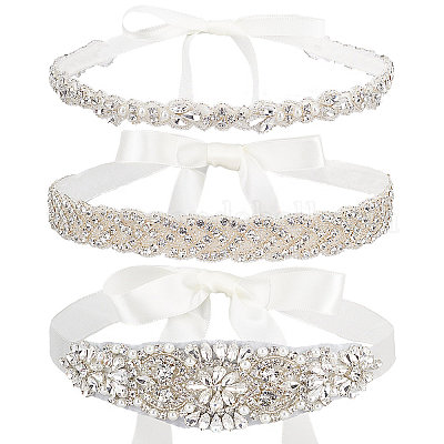 3Pcs 3 Style Crystal Rhinestone Wedding Bridal Belt, for Dress Costume Accessories, Mixed Color, 102-3/4~105-1/4 inch(261~267.5cm), 1Pc/style(AJEW- 3Pcs 3 Style Crystal Rhinestone Wedding Bridal Belt, for Dress Costume Accessories, Mixed Color, 102-3/4~105-1/4 inch(261~267.5cm), 1Pc/style(AJEW-