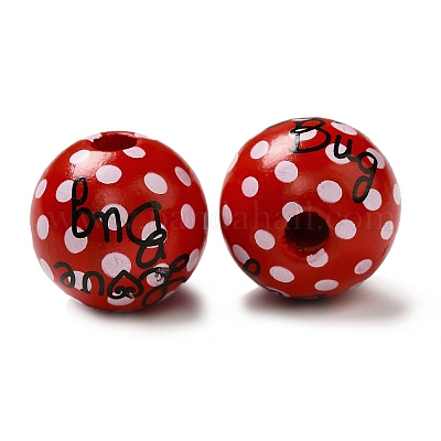 Printed Wood Round Beads&nbsp;WOOD-C012-01C-1