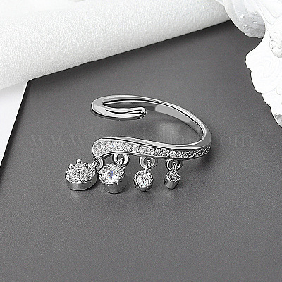 Brass Micro Pave Clear Cubic Zirconia Cuff Rings&nbsp;FS-WG905BE-01-1