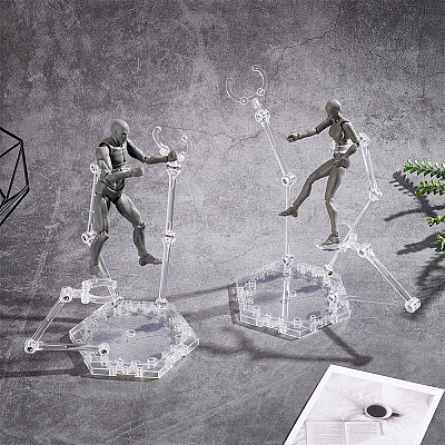 Plastic Assembled Action Figure Display Holders&nbsp;ODIS-WH0043-77-1