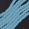 Baking Paint Transparent Glass Bead Strands, Frosted, Round, Light Sky Blue, 4mm, Hole: 1.1~1.6mm, about 200pcs/strand, 31.4 inch